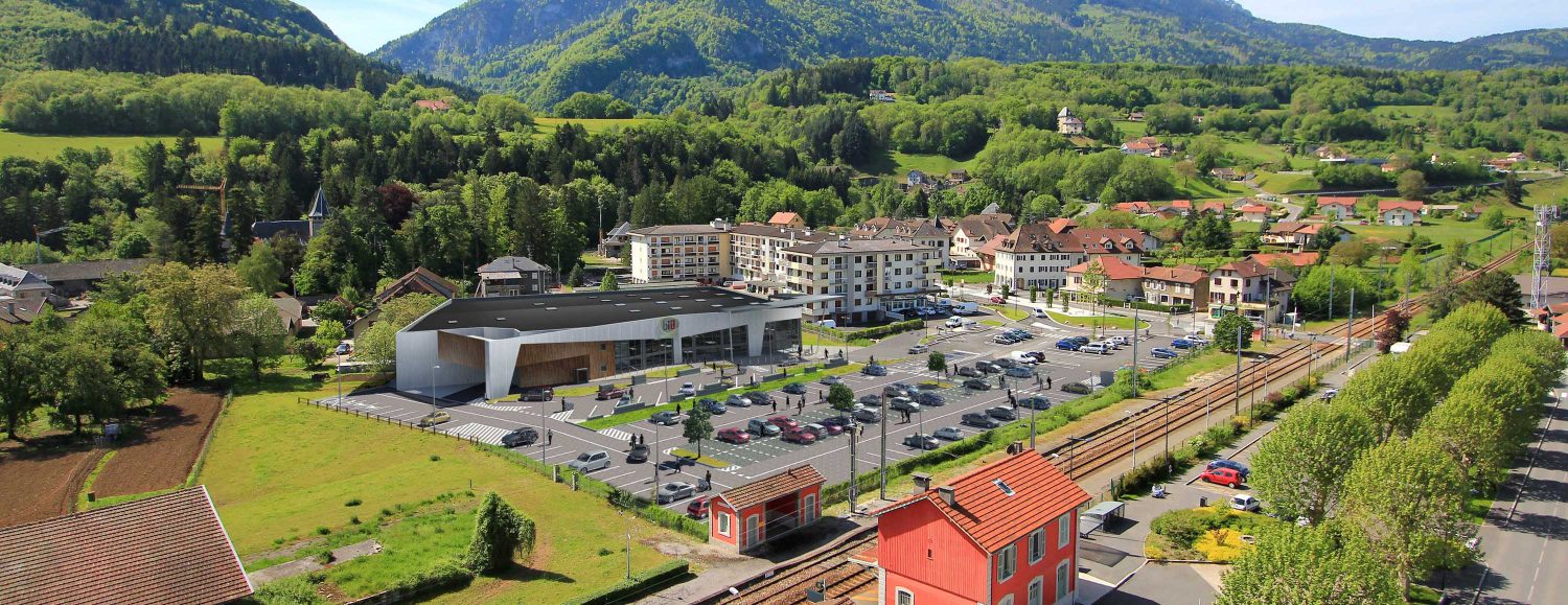 Supermarché à l’enseigne « Bi1 » réalisé à St Pierre en Faucigny en Haute-Savoie (74)